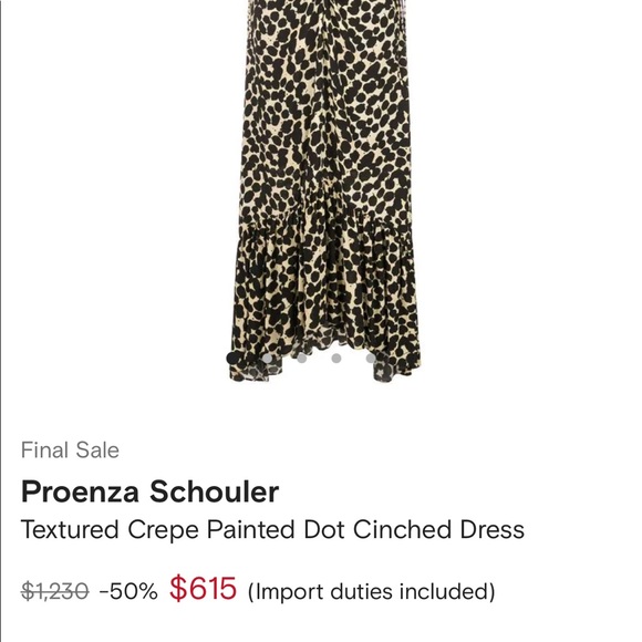 Proenza Schouler Textured Crepe Painted Dot Cinched Dress size medium - Picture 10 of 10